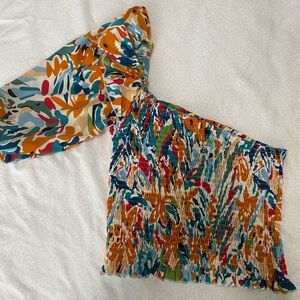 One Shoulder Multi Color Blouse